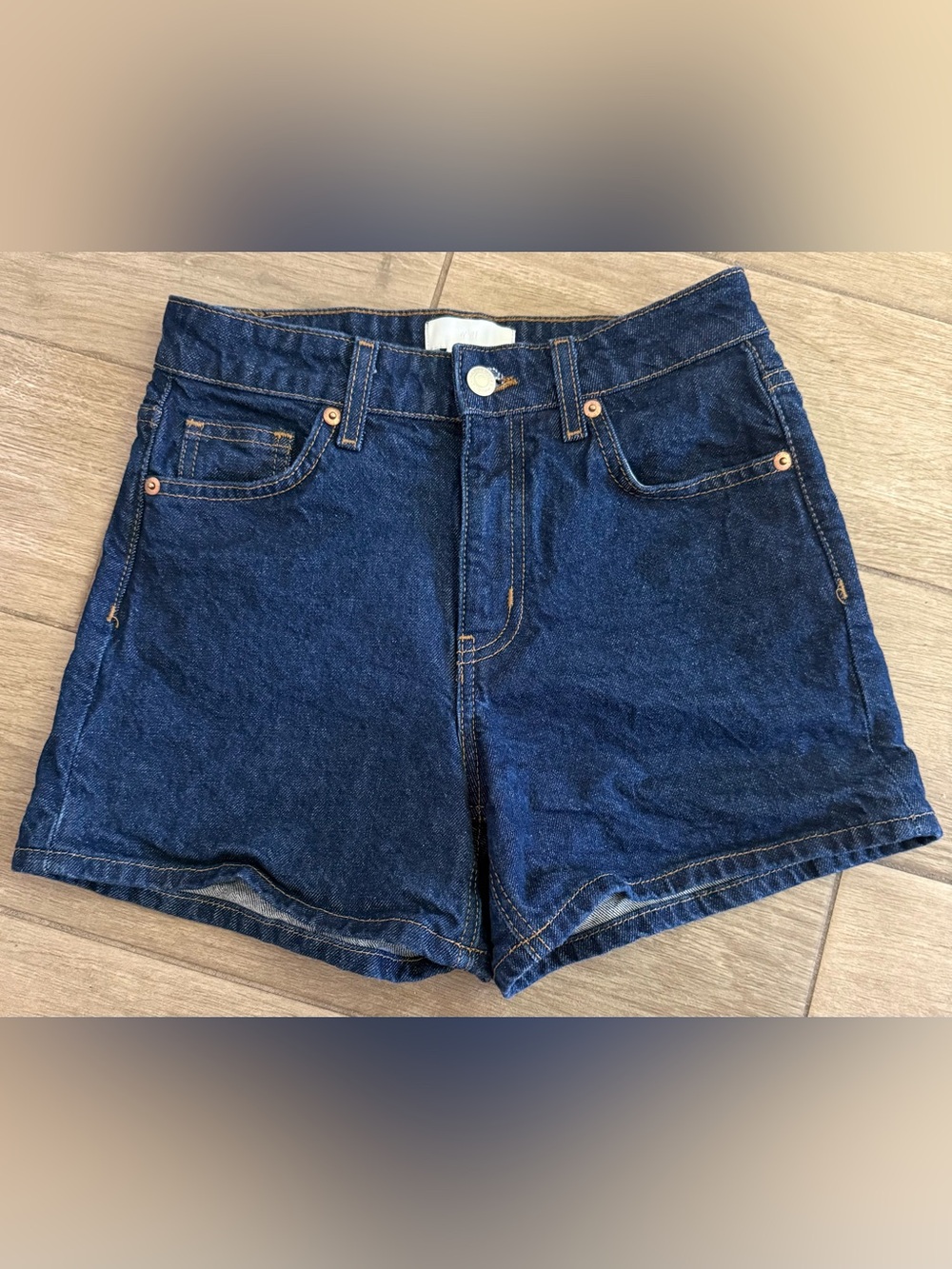 H&M | High-Rise Dark Blue Denim Shorts